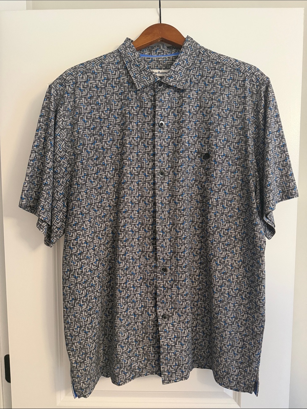 Tommy Bahama Short-Sleeve Geometric Button-Down Shirt - Blue & Gray